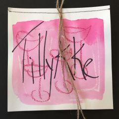 Håndlavet kunstkort - 'Tillykke' pink