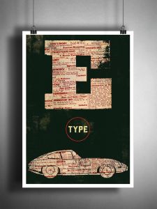 Grafisk print - 'JAGUAR E-TYPE Racing Green' - 50x70 cm